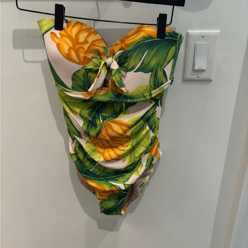 Kona Sol Green and Yellow Floral Swimsuit